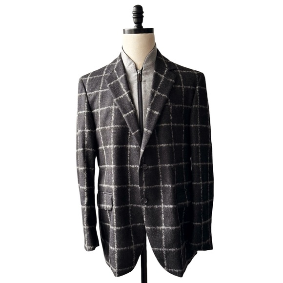 Coppley Other - Coppley Gabe Windowpane Plaid Wool Sports Coat Blazer with Vest | 44